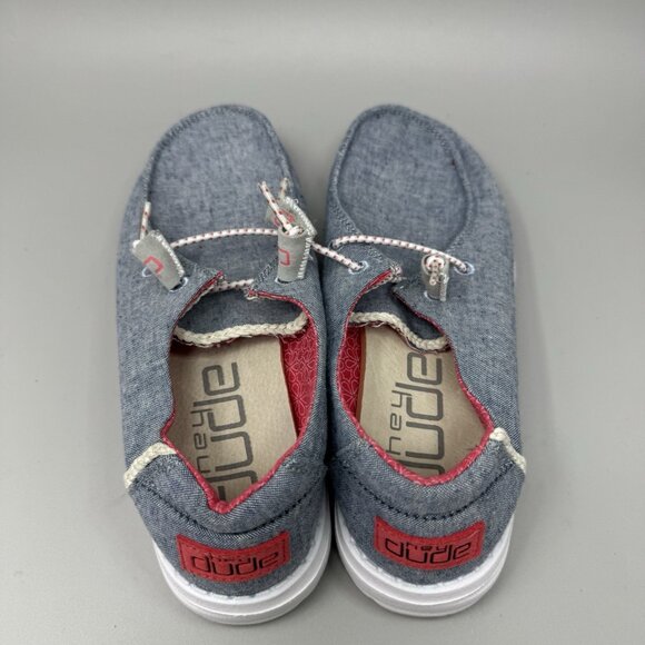 Hey Dude Wendy Chambray Braid Indigo Sneakers Slip On Shoes Women's Size 7 - Picture 7 of 9
